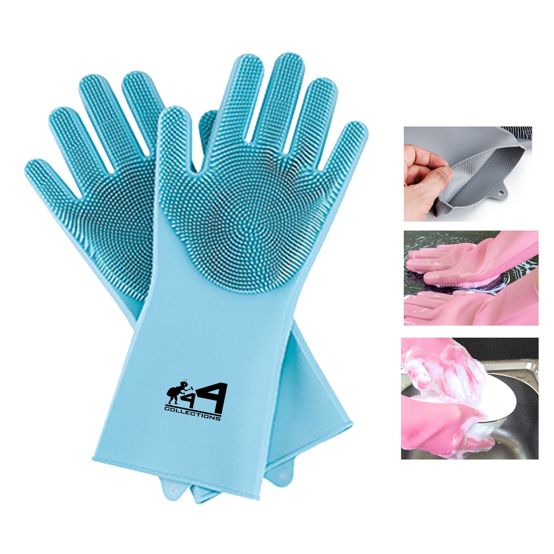 hand gloves with dish scrubbing element